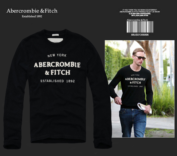 Abercrombie Fitch Hombres De Cuello Redondo Con Gente Fotos Largo Remera AF6074